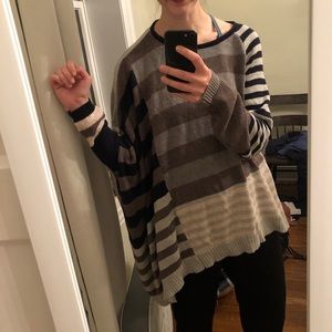 Asymmetric striped sweater